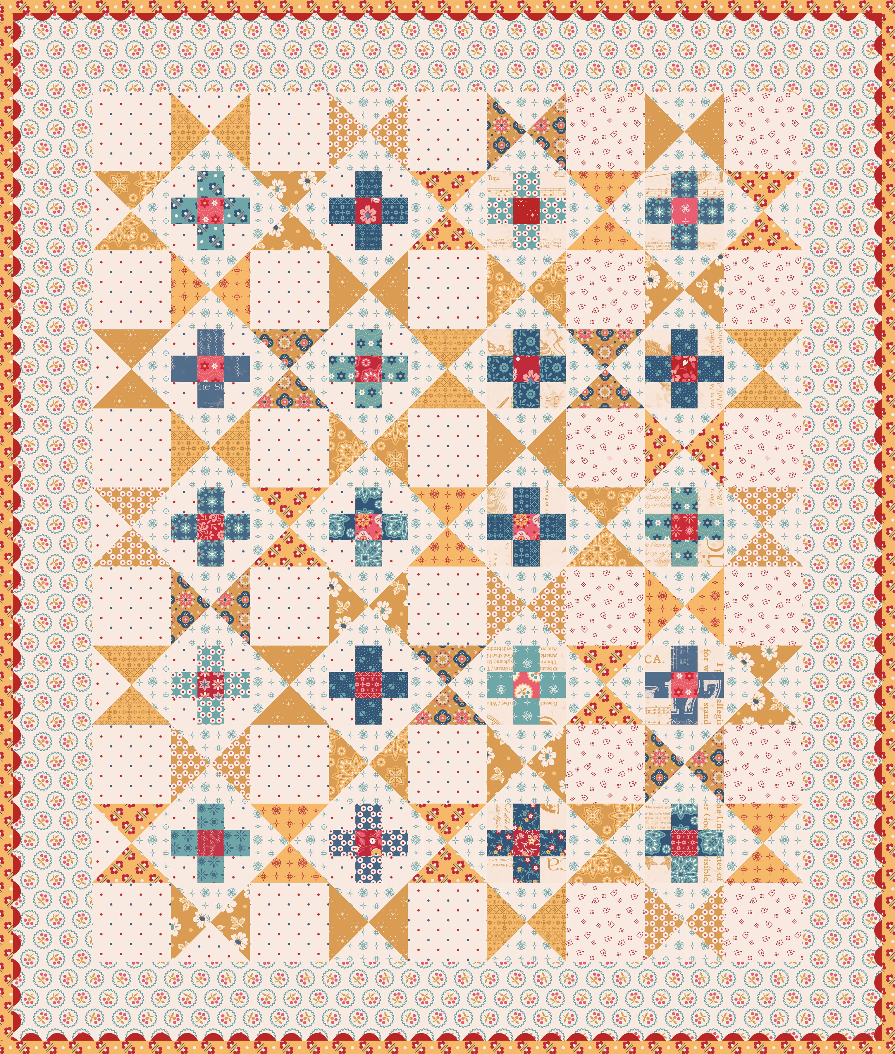 Americana Oh Beautiful Flag Runner & Amber Waves Mini Quilt Kit
