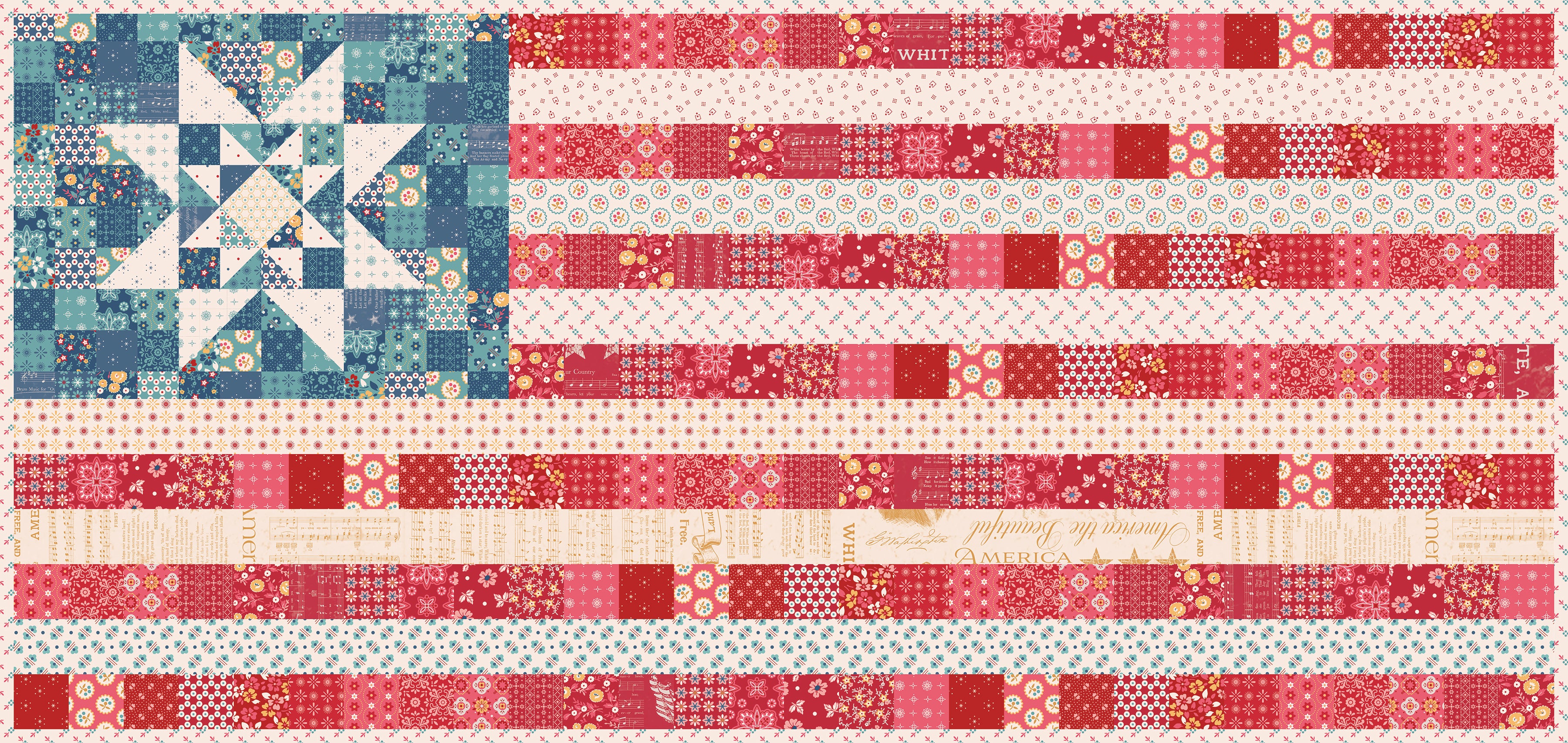 Americana Oh Beautiful Flag Runner & Amber Waves Mini Quilt Kit