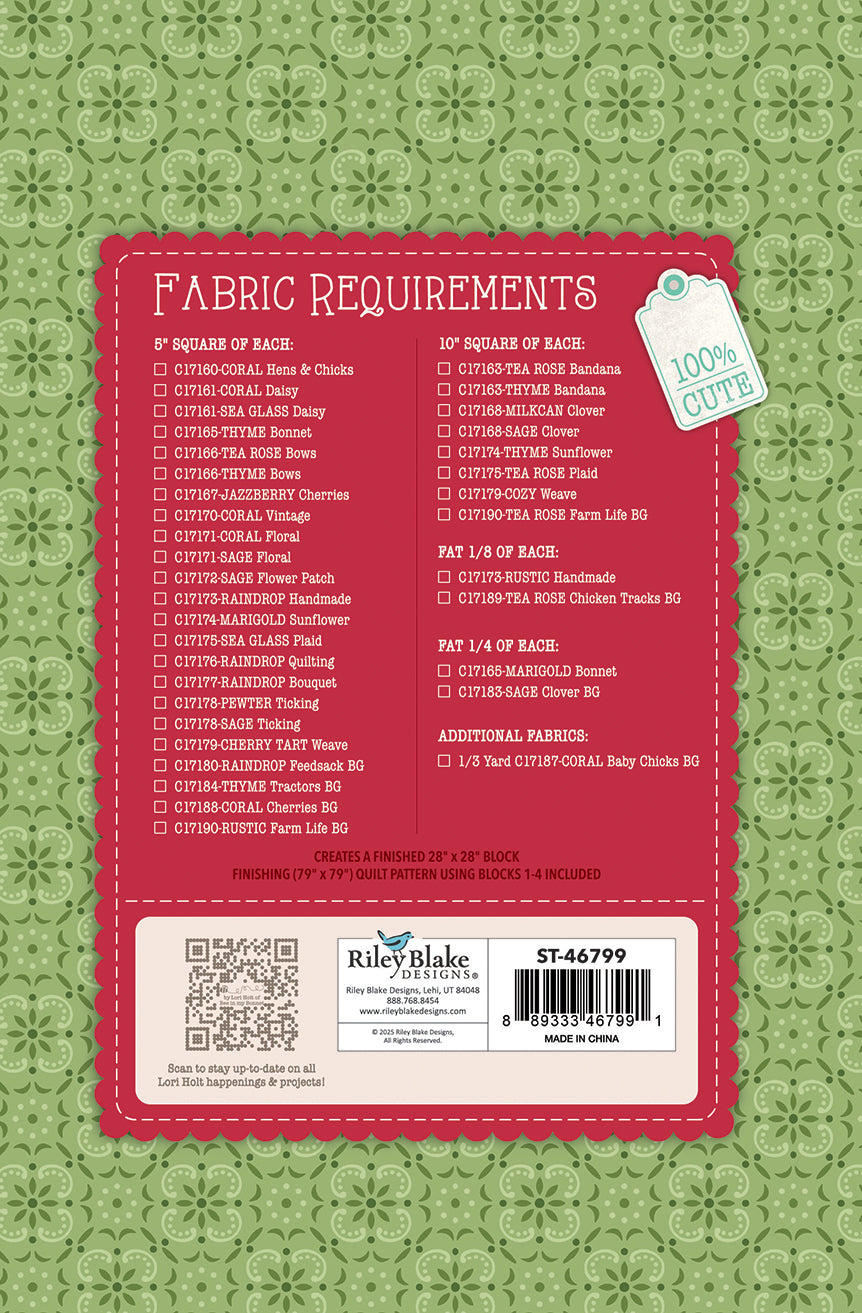 Lori Holt Farmer's Daughter Quilt Seeds™ Pattern Autumn Barn