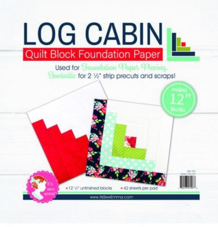 12 in Log Cabin Quilt Block Foundation Paper