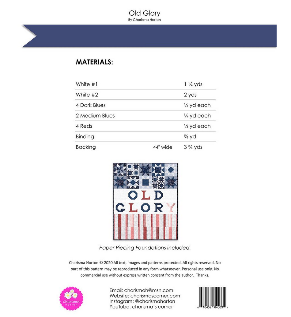 Old Glory Quilt Pattern by Charisma Horton