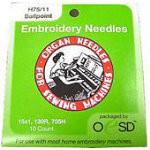 Organ Embroidery Needles 75/11 Ballpoint